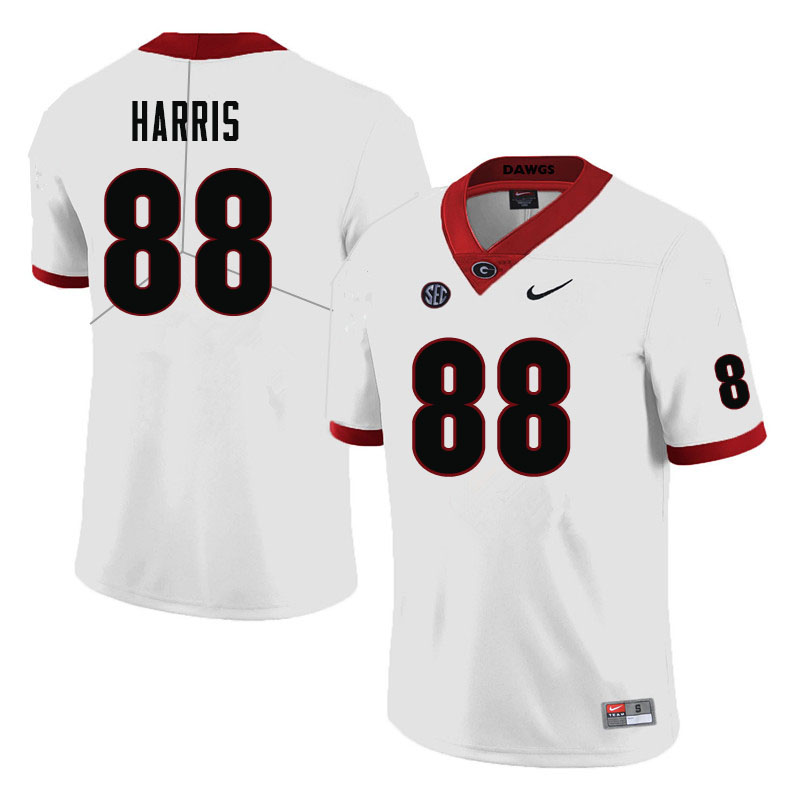 Men #88 Jackson Harris Georgia Bulldogs College Football Jerseys-White - Click Image to Close